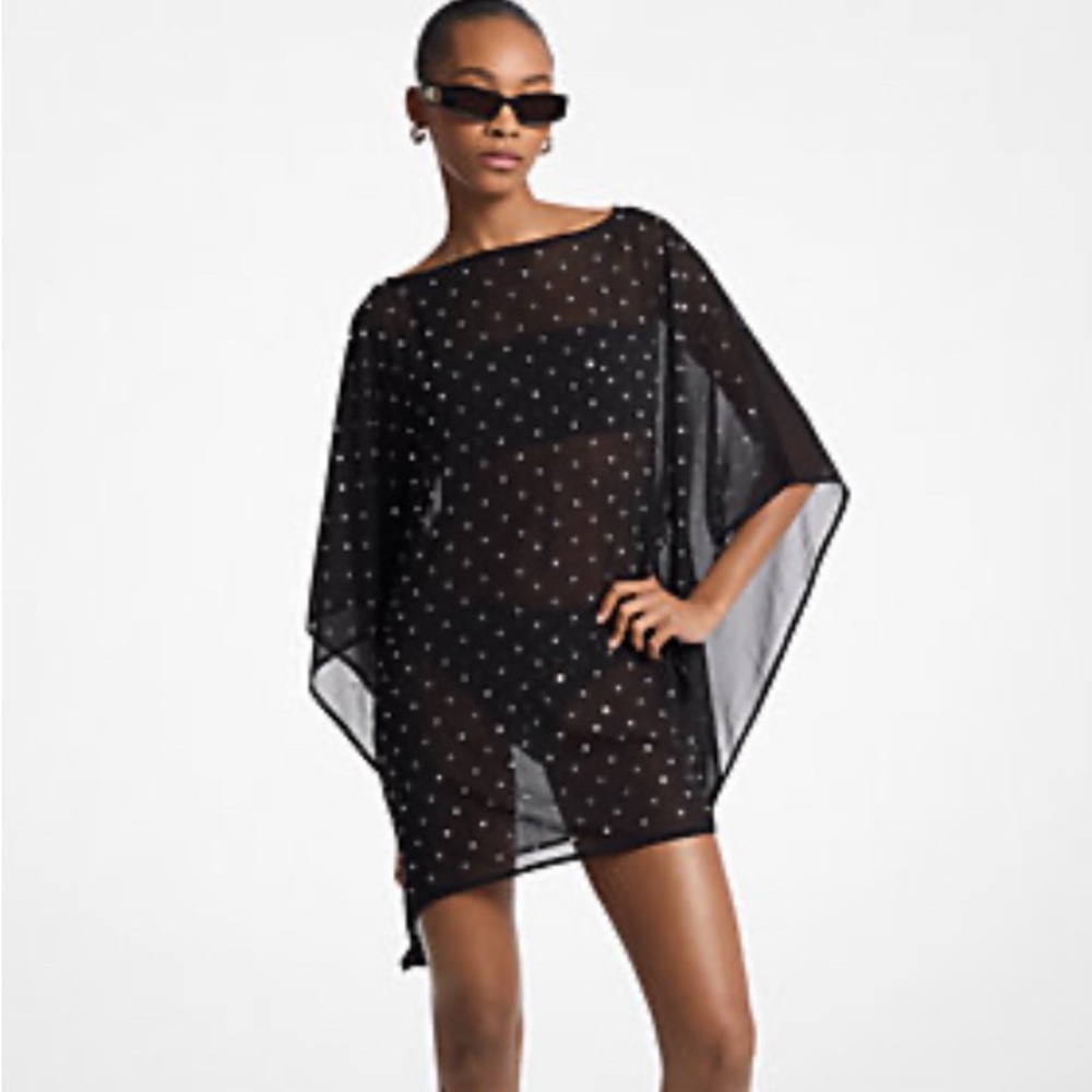 Elegant Black Sheer Top with Gold Stud Accents